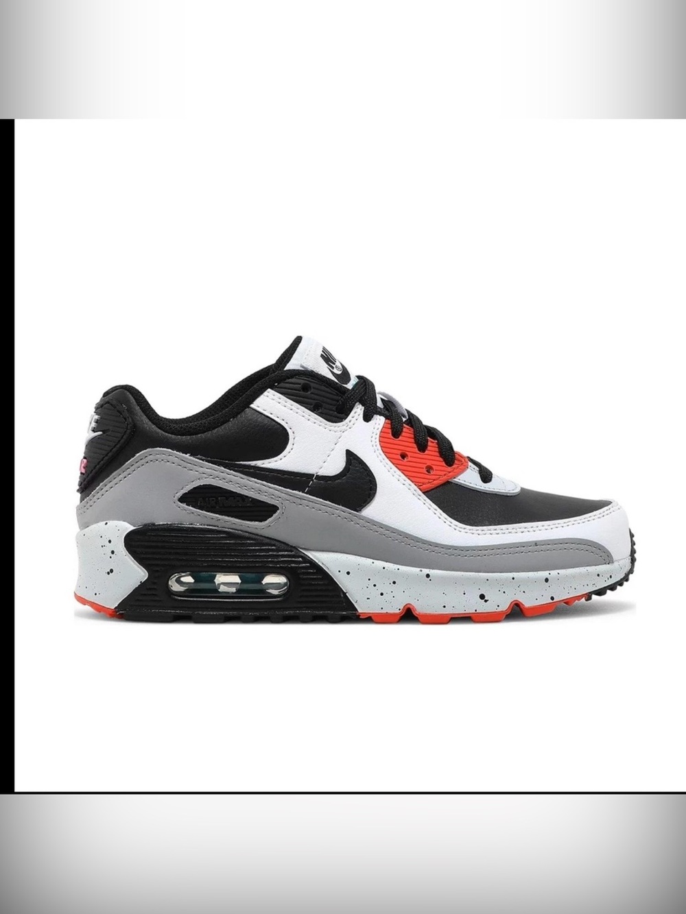 Nike big Kids Air Max 90 Sneakers in Black, White, Gray and Orange Accent